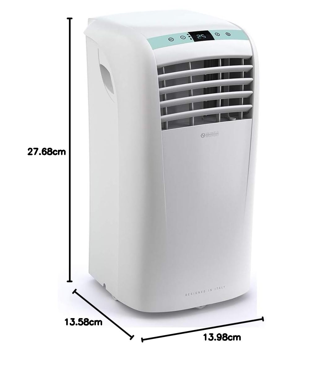 Olimpia Splendid-01921 Dolceclima Compact 10 P- 3-in-1 Climatizzatore Portatile: Raffrescamento,Ventilazione,Deumidificazione,10.000 Btu/H,2.64 Kw,Gas R290,Timer 24h,bianco–per ambienti fino a 80m³