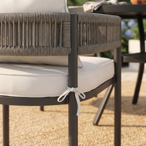 Image of VICLLAX Patio Dining Set for 6-63 inch Rectangle Table & Cushioned Seats, Black