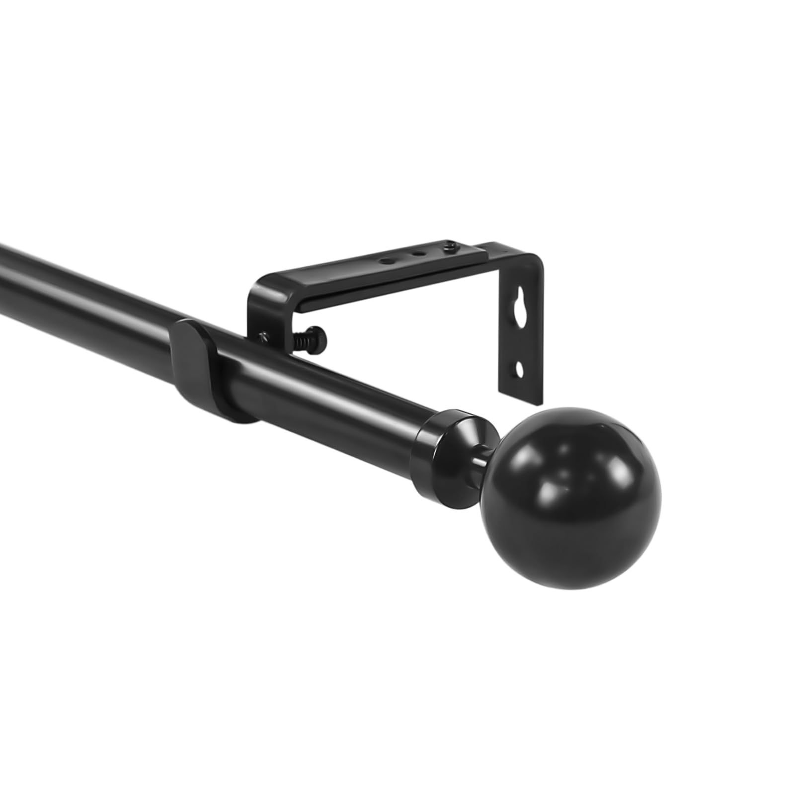 Urbanest Adjustable Steel Ball Finial Curtain Drapery Rod Set, 5/8-inch (Black,48