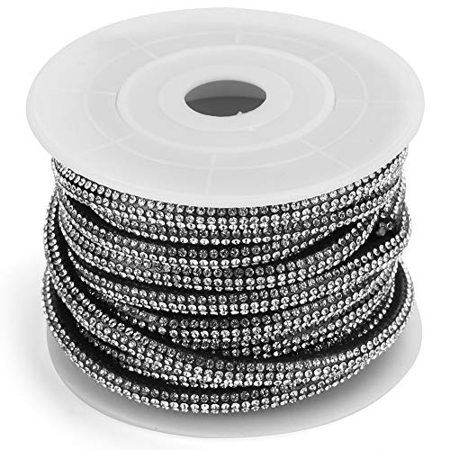 5 Yards Rhinestone Ribbon Trim Crystal Rhinestone Ribbon Sparkling Rhinestone Ribbon Mesh Wrap Roll Bling Arts Crafts Event Decorations for Clothing Dress Belt Collar Hairpin Shoes Accessory(Black) - Image 4