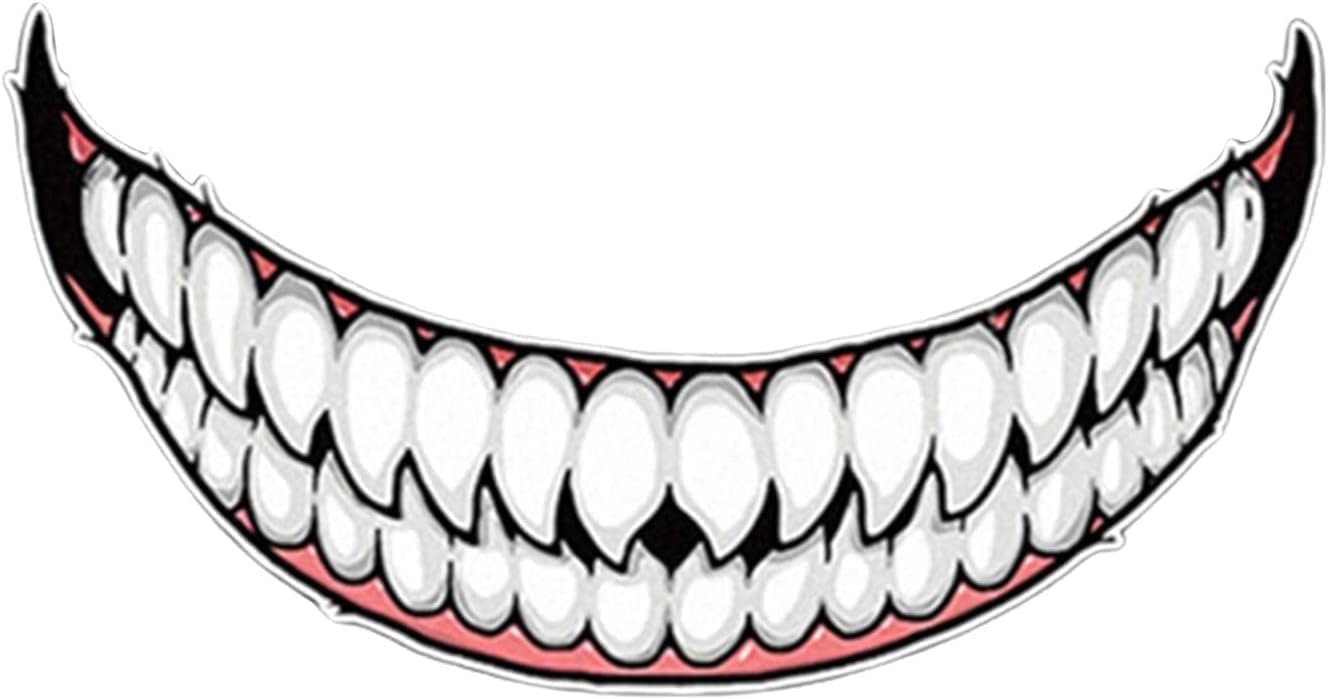 Helmet Decorative Decals, 3D Smiling Teeth Helmet Decals - Motorcycle Stickers, Funny Teeth Face Design Decorative Stickers for Auto Customization, Bike Helmets, Laptop DIY Decoration