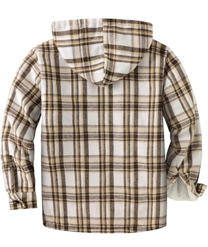 Image of ZITY Men's Flannel Hooded Jacket Fleece Sherpa Lined Plaid Shirts Jackets Zip Up Sweatshirt Hoodies for Men with 4 Pockets