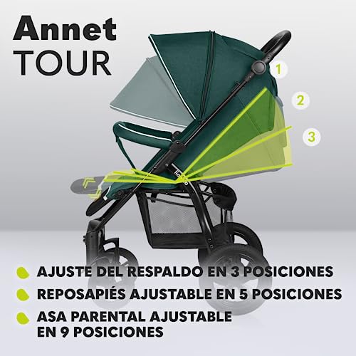 Miniatura 3 de Lionelo Annet Tour Silla De Paseo, Bebe Carro, Hasta 22 Kg, Ajuste Del Respaldo A La Posición Tumbada, Ruedas Sin Mantenimiento, Capota Impermeable Xxl, Cinturones De 5 Puntos Verde