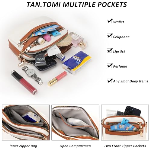 Image of TANTOMI Crossbody Bags for Women, 6-Pockets Cross Body Purse, Vegan Leather Handbags Shoulder Bag for Travel, Gifts for Women