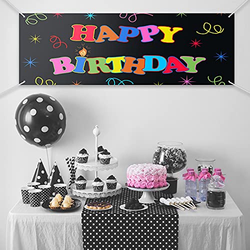 Image of Zonon Large Blank Banners And Signs Polyester Oxford Cloth Sublimation Banner To Decorate With Hanging Rope For Indoor Wall Outdoor Easy Hang Diy Signs For Business Office(Black,2 x 6 Feet)