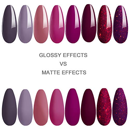 ab gel Autumn Winter Gel Nail Polish Set - 8 Colors Red Glitter Collection Soak Off UV LED Gel Polish Kit