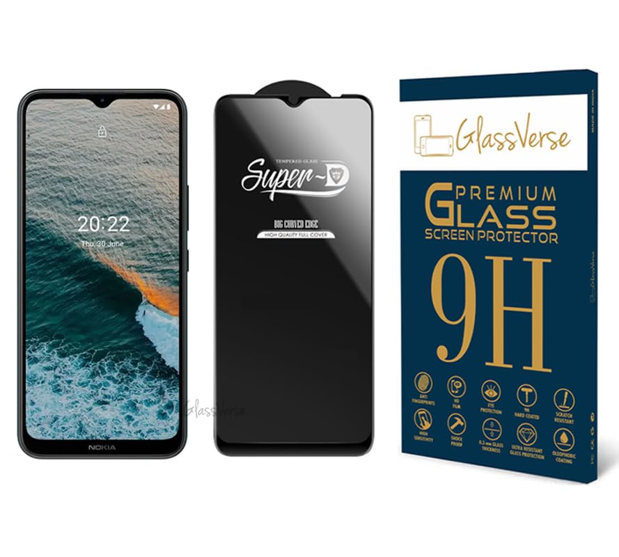 GlassVerse® SuperD Oleophobic Tempered Glass For Nokia C21+ (PACK OF 1) with Free Installation Kit Full screen Coverage - 6.52 inch