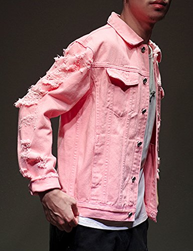Image of Fashion Men's Motorcycle Vintage Ripped Denim Trucker Jean Jacket