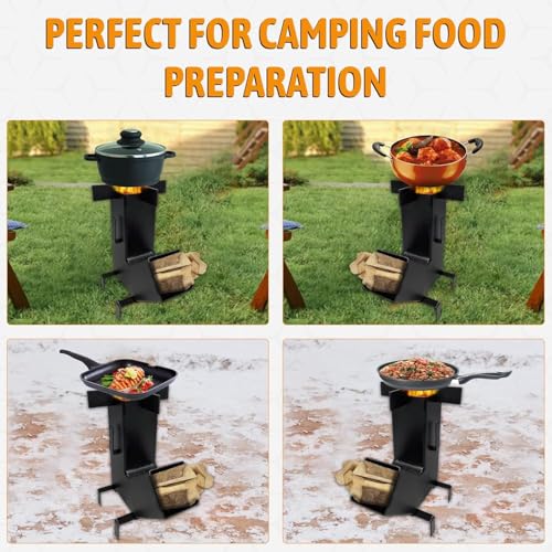 Image of Wood Fired Rocket Stove Smokeless For Home&Large Family|Lakdi Ka Mitti Ka Chulha Angeethi Sidgi |Outdoor Cooking Picnic Camping Hiking Barbeque Bbq|Heavy Duty|Metal (A)