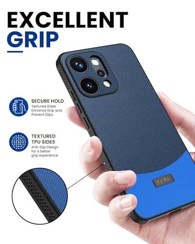 Image of Kapa MatrixWoven Grip Back Cover for Oppo Reno 14 Pro 5G | Woven Fabric & Leather Hybrid Camera Protection, Shockproof Slim Bumper Case (Electric Blue)