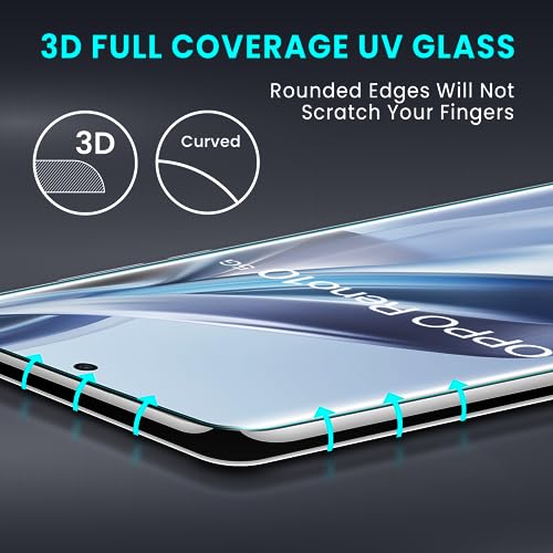 Image of ArmourPro UV Glue Tempered Glass for Reno 10, Reno 10 Pro & Reno 10 Pro Plus, Pack of 2, Curved Screen Protector, 9H Anti Scratch, Edge to Edge Coverage, HD Clarity, Easy UV Installation Kit