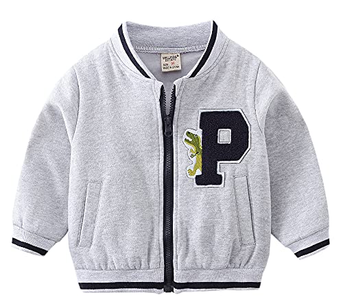 SHOOYING Boys' Fleece Varsity Baseball Cardigan Jacket