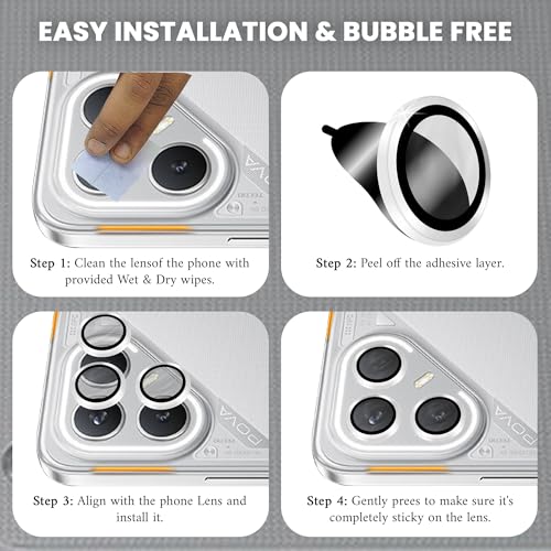Image of ArmourPro Camera Lens Protector for Tecno Pova 7 Pro (6.78 Inches) Tough HD Individual Aluminum Alloy Rings 9H Camera Cover, Scratch-Resistant,Camera Lens Protection| Silver, 1 Pack