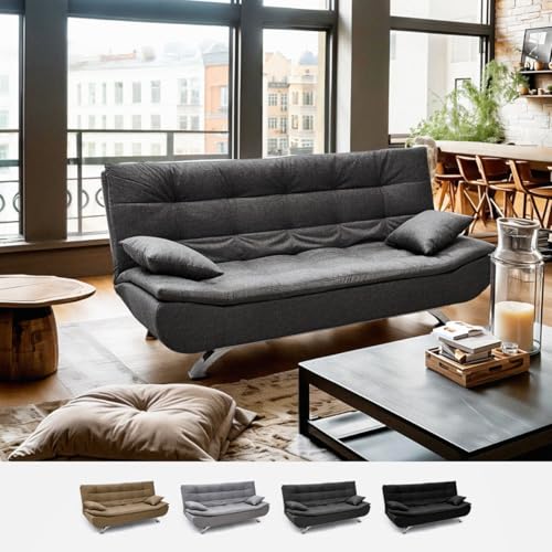 Produce Shop Canapé Convertible 2 Places clic-clac en Microfibre Design Moderne Centenario - Gris foncé