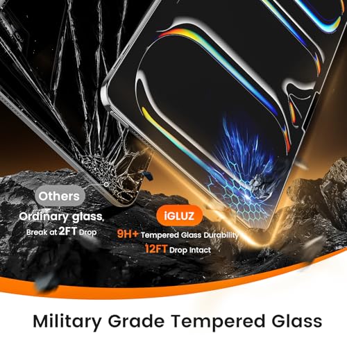 Image of iGluz 2 Pack for iPad Pro 11-inch M5 /M4 (2025 /2024) 9H+ Tempered Glass Screen Protector with Easy-Install Box[12FT Military Grade Shatterproof] Apple Pencil Compatible,HD Clarity,Scratch Resistant