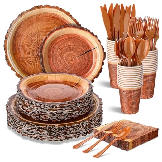 21+ Stunning Backyard Tent Wedding Ideas for Your Dream Celebration 5 FillTouch 350 Pcs Camping Wood Grain Slice Tableware for 50 Guests Rustic Camo Hunter Plates Disposable Napkins Cups Plates Cutlery Hunting Plastic Knives Fork Spoon for Camping Party