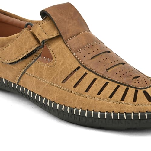 Image of Centrino Men's Fisherman Sandals | Sporty & Casual Summer Footwear | Adjustable Fit with soft cushion Padding | Closed-Toe Comfort & Durability (9284)