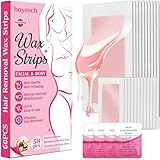 hoyesch 58 PCS Wax Strips - 38 Facial & 20 Body Waxing Kit for Women’ s Hair Removal,Wax Strips for Face,Eyebrow,Body, Arms, Legs, Chest, Back, Bikini/Brazilian Waxing Strips & 4Calming Oil Wipes