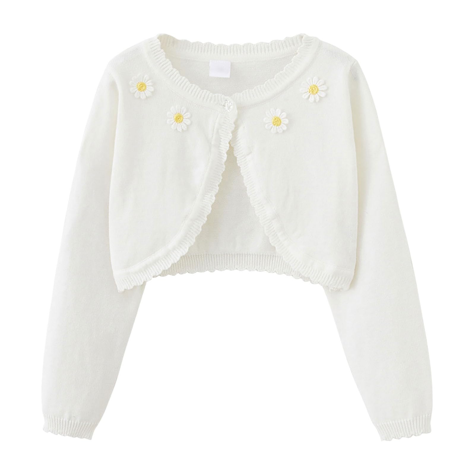 Generisch Cárdigan corto para niña con margaritas, bolero para ocio | Botón simple para ponérselo independientemente, conveniente para la vida diaria de la guardería