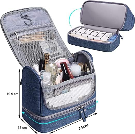 Image of Sunesh Creation Toiletry Kit Double Layer, Rich Looking Hanging Travel Hanging Toiletry Makeup Cosmetic Bag Waterproof Stylish Multipurpose Organizer for Men and Women Accessories