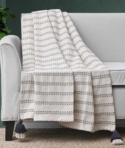 Homzz Furnishing & Decor Premium Throw Lightweight Cozy Soft for Bed, Sofa, Couch, Travel & Camping | 127x152 CM | Pack of 1 Piece (Ivory & Grey,...