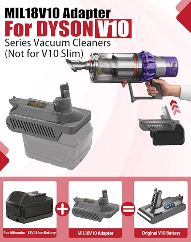 Image of V10 Adapter for Milwaukee M18 18V Battery Convert to Replace for Dyson V10 SV12 Absolute Animal Motorhead Fluffy Total Cordless Stick Vacuum Cleaner (No Battery)