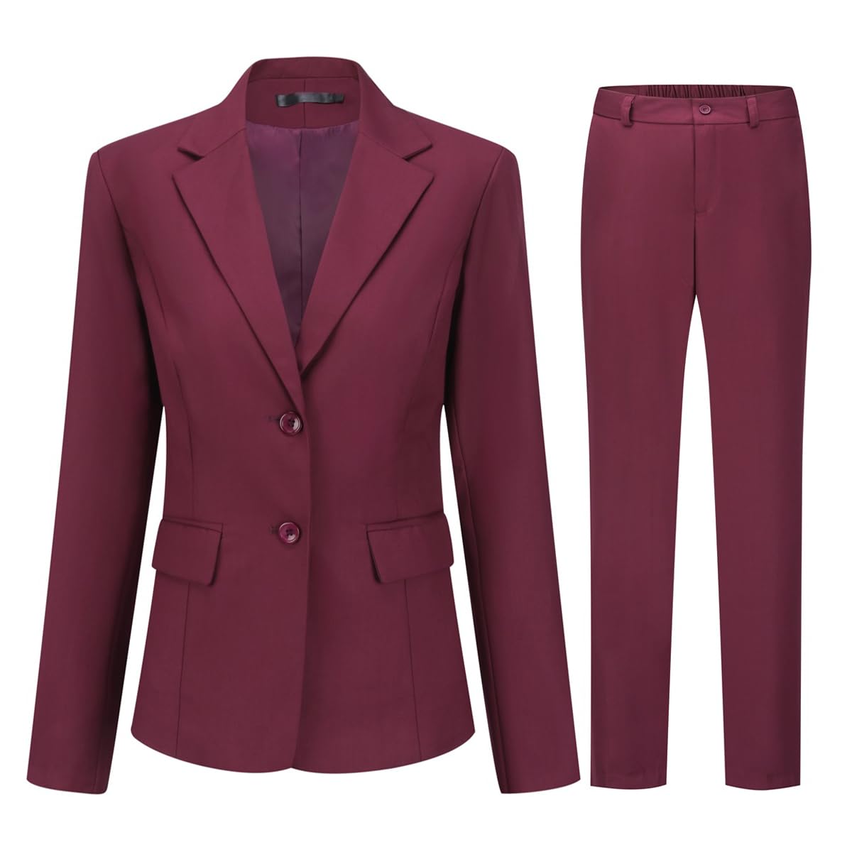 YUNCLOS Completo da ufficio da donna, 2 pezzi, giacca a maniche lunghe e pantaloni