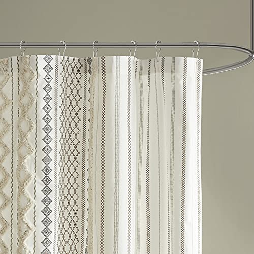 Ink+Ivy II70-1121 Imani Tufted Chenille 100% Cotton Shower Curtains Machine Washable thumb #1