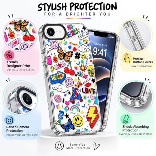 Image of SQUIF for iPhone 16e Back Case Cover Silicone Transparent Soft Design Art Printed | Camera Bump Protection (Multicolor)