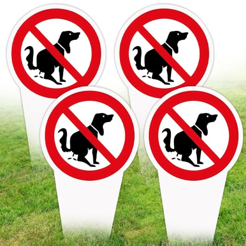 SGZIOO 4 Stück Kein Hundeklo Schild Steckschild, 30 x 15 cm, Schild Hunde Kacken Verboten, schild Kein Hundeklo aus PVC, Wetterfest UV-Schutz, Beidseitig Bedruckt