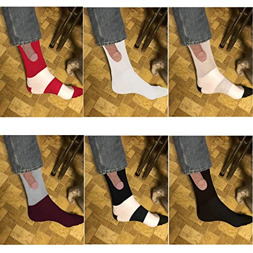 Generic 3 Pair Show Off Socks, Funny, Mens Socks Cotton, Non-Slip, Deodorization, for Athletic Running (Gray, Red)2