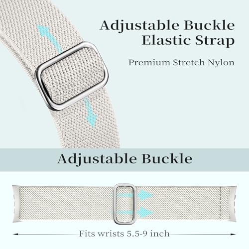 Image of 5 Pack Stretchy Bands Compatible with Google Pixel Watch 4 Band 45mm / Pixel Watch 3 Band 45mm for Women Men, Soft Nylon Breathable Sport Strap for Google Smartwatch 4 3 (45mm)