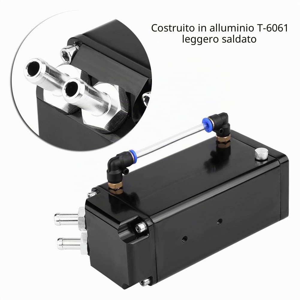 Serbatoio universale per raccogli olio Serbatoio quadrato in alluminio billet Serbatoio per olio motore Serbatoio di sfiato Kit per serbatoio nero , di raffreddamento,Altri
