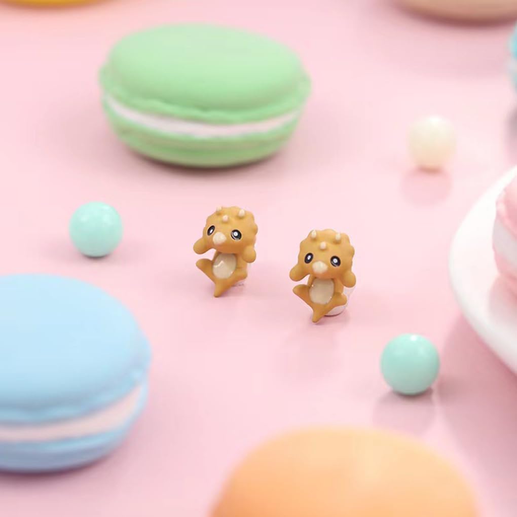 Cute Cartoon Dinosaur Bite Stud Earrings,Funny Small Animals Jacket Statement Earrings,Charming Green Halloween Personalized Earrings for Dinosaur Fans - Image 5