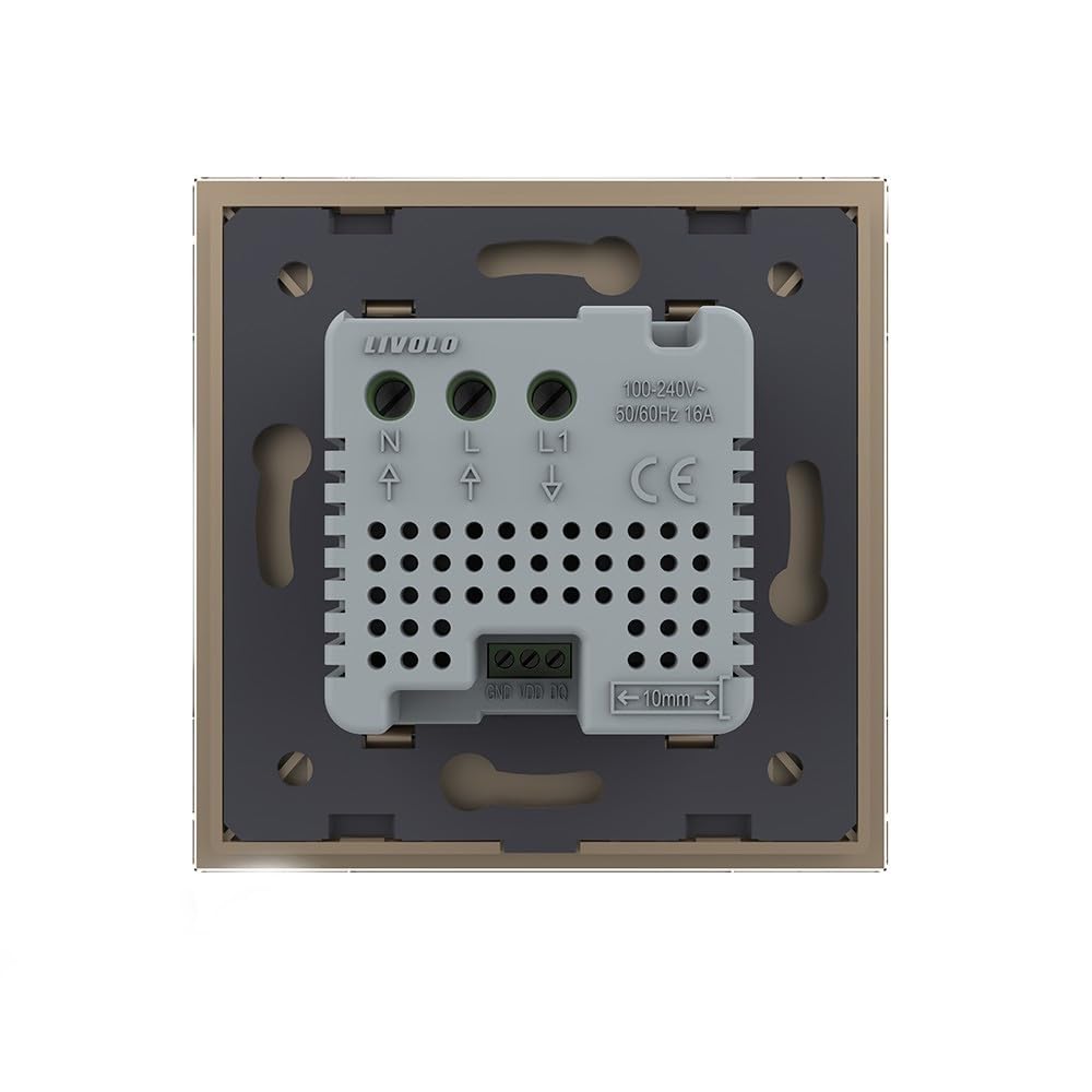 Livolo - Termostato digital táctil con sensor de suelo, sensor de temperatura para suelo y calefacción eléctrica con servomotores dorados, incluye marco de cristal