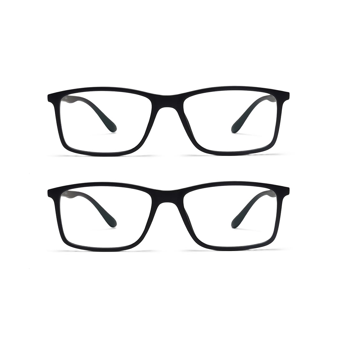Intellilens® Square Blue Cut Computer Glasses for Eye Protection | UV Protection Specs for Men & Women | TR90 Frames & CR39 Blue Cut Lenses (Black) pack of 2 (B0CJRK73VH) Amazon Price History, Amazon Price Tracker