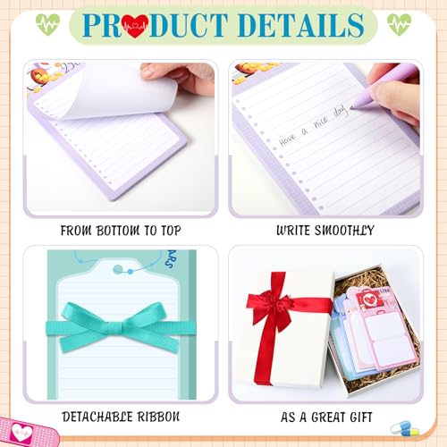 Image of Censen 30 Pcs Nurse Graduation Gifts Sticky Notepad with Pen and Ribbon Nursing Note Memo Pad Funny Appreciation Sticky Pads List to Do Notes for Nurses Doctor Office Gift
