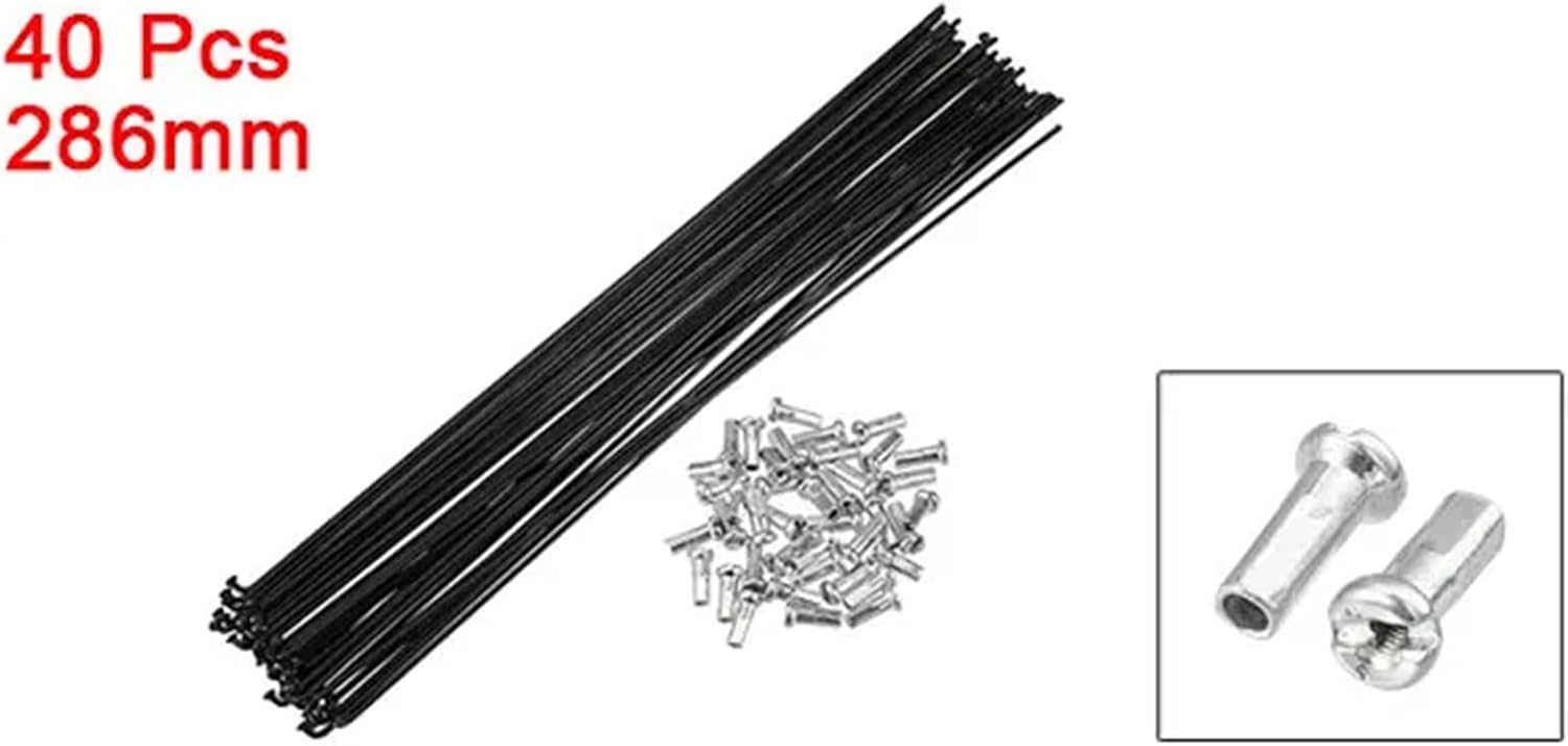 40Pcs 14G Fit for Bicycles Steel Spokes Bike Spoke 260mm 278mm 286mm 292mm 297mm 300mm Length with Nipples for Most Fit for Bicycles Bike Spoke Parts Cycling Accessories