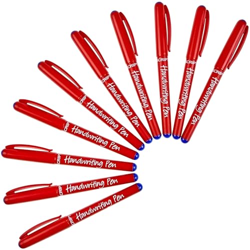 (Pack of 10) Manuscript Blue Handwriting Pens Comfort Grip School Kids Handwriter