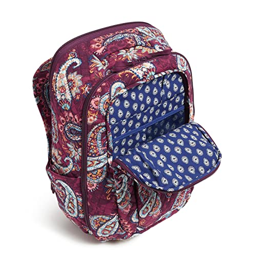 Image of Vera Bradley Women's Cotton Large Travel Backpack Travel Bag, Paisley Jamboree - Recycled Cotton, One Size