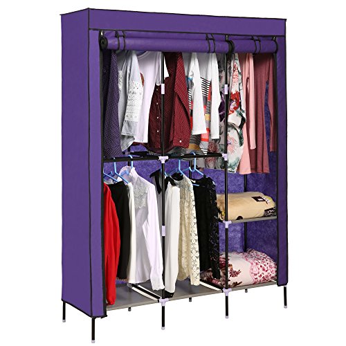 Hicient Wardrobe Clothes Storage Organizer Closet, Breathable and Dust-Proof Storage Closet (Purple)