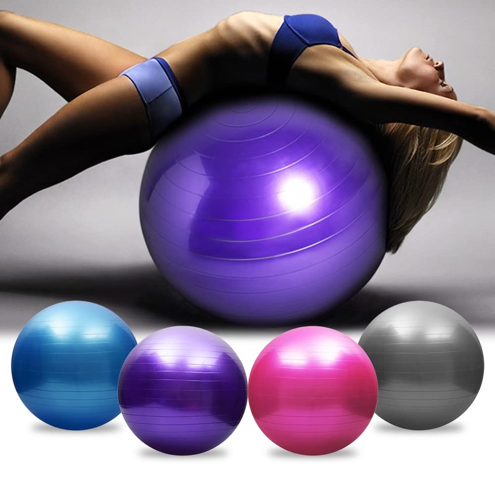 Pelota De Yoga Bola de Yoga Anti-ráfaga de Yoga Engrosada Balanza de Equilibrio Pilates Barre Fitness Ejercicio Bola 4 5cm / 55cm / 65cm / 75cm Pelota De Yoga(Silver 55cm)