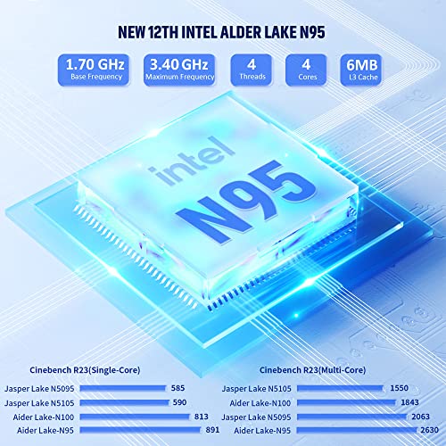 Mini Pc Intel 12Th Gen N95(Up To 3.40Ghz) 16Gb Ddr4 512Gb M.2 Ssd Mini Desktop Computer Windows 11 Pro Mini Computers Support 4K Dual Display/Bt 4.2/ Wifi 5/ Auto Power On #TOP1