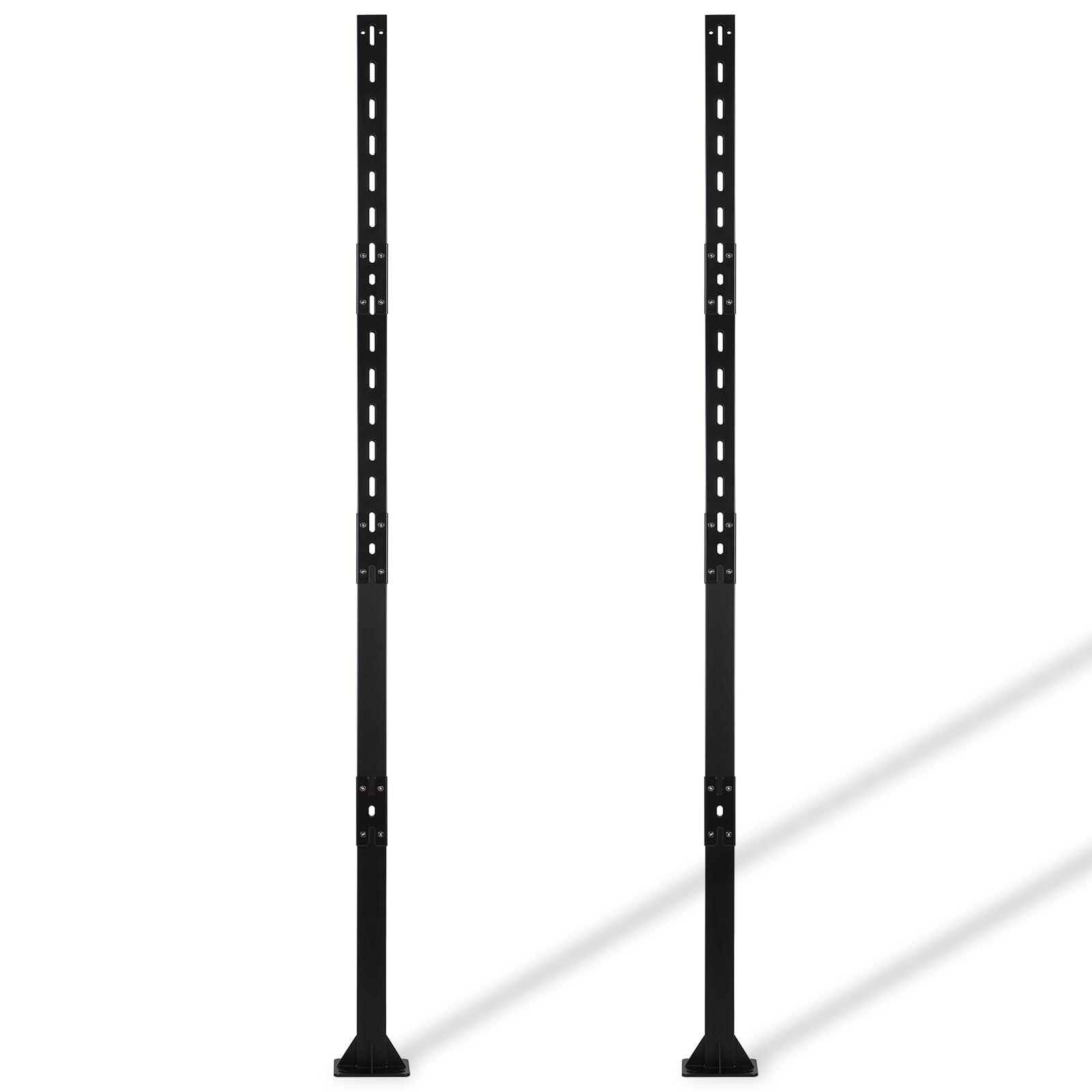 2 postes para señales de seguridad de tráfico, soportes para señales, postes para jardín, sistema de tubos robustos con base con brida (negro, 6 pies X2)