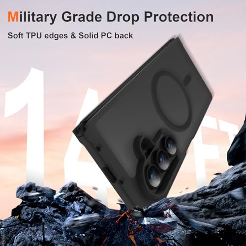 Image of ORETECH Magnetic for Samsung Galaxy Z Fold 7 Case, Translucent Back Non-Slip Hard PC Shockproof Bumper Protective Phone Case Cover for Samsung Z Fold 7 - Black