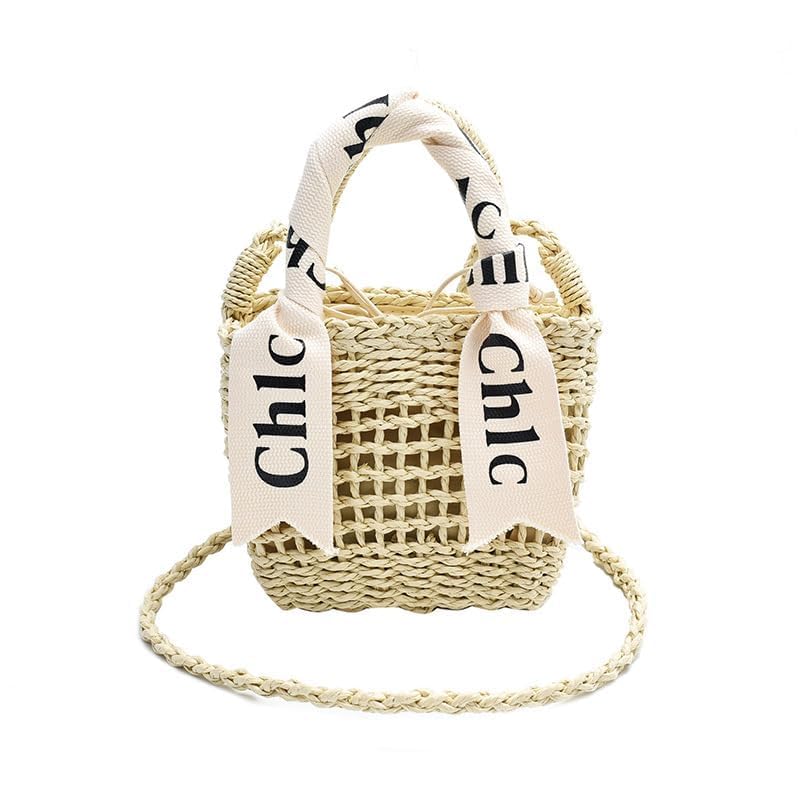 Image of Eiyye Straw Purse Top Tote Shoulder Bag Girl Coin Purse Crossbody Vacation Drawstring Opening