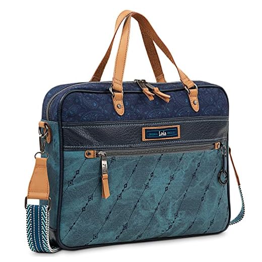 Lois - Portadocumentos Mujer. Bolso Portatil Mujer por Trabajo. Bolsos para Universitarias para Laptop 15,6 Pulgadas. Bolso Universidad Mujer. Bolso Mujer de Marca LOIS, Azul