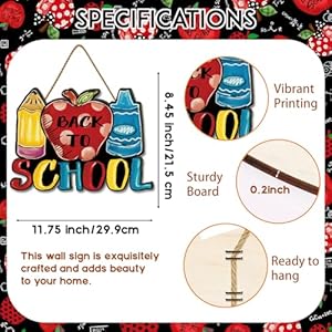 Back to School Decorations First Day of School Wooden Door Sign Welcome Back to School Door Decor Wreath Welcome Back to School Decorations for School Classroom