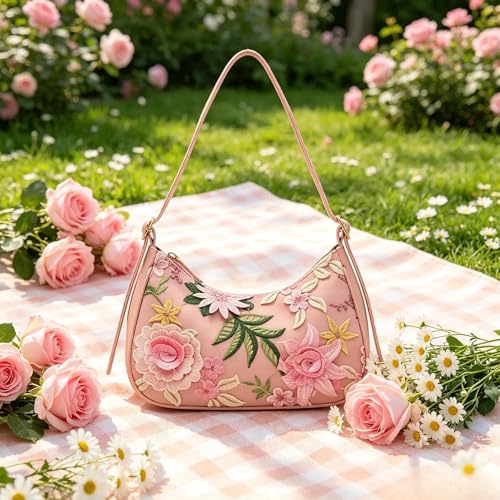 Bolso de noche con flores de lentejuelas para mujer miniatura 3