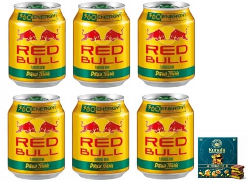 Image of Red Bull Energy Drink, Flavored, Diriku Tenaga, 360 Energy, Each 250ml X 6 Cans, (Product Of Malaysia) with Free Flavourito Kunafa Pistachio Chocolate Bar, 20g By Decadent Foods
